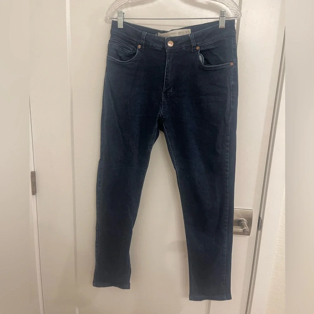 Barbell 32 Cotton Classic Minimalist Spring Casual Men's Dark‎ Blue Jeans